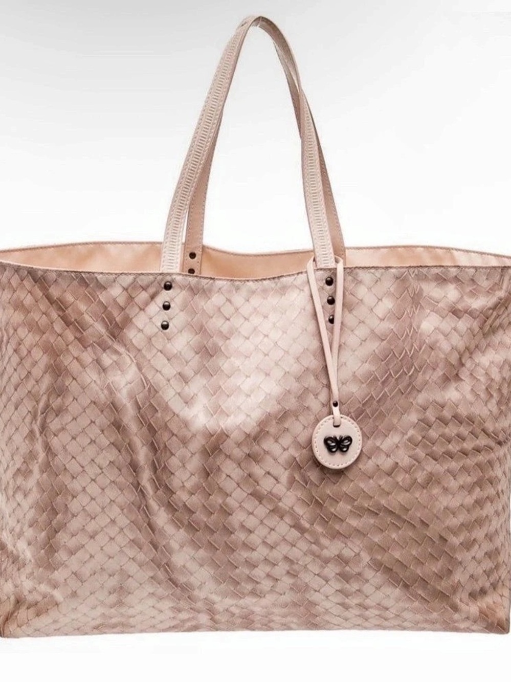 Bottega Veneta Intrecciomirage Butterfly Tote Woven Pink